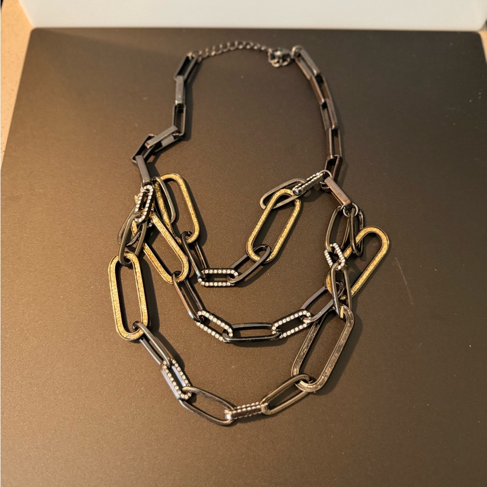 Bold Black and Gold Multi-Strand Necklace